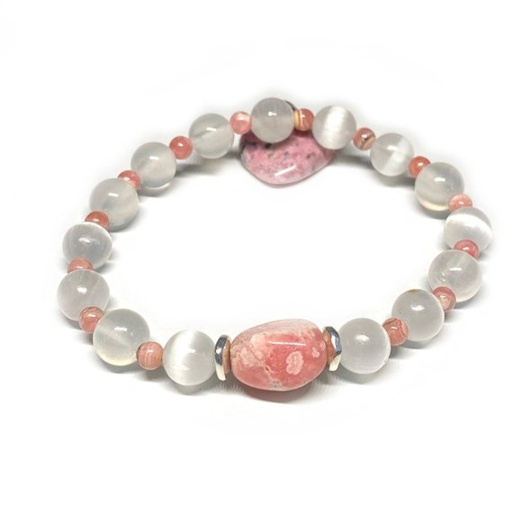 Selenite with Rhodochrosite Bracelet - Picture 5 of 5